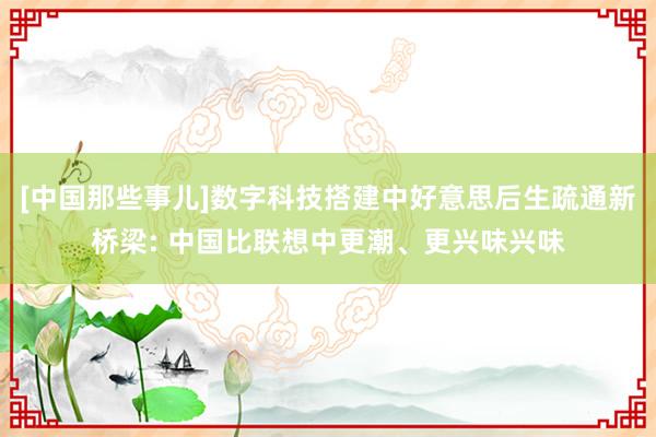 [中国那些事儿]数字科技搭建中好意思后生疏通新桥梁: 中国比联想中更潮、更兴味兴味