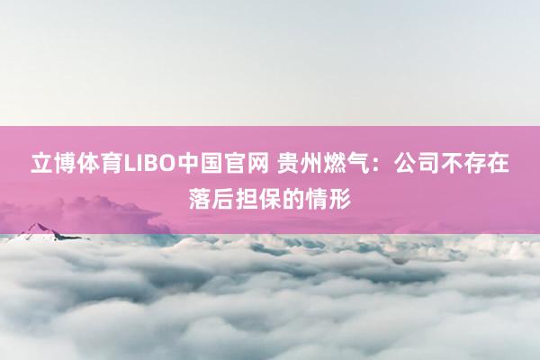 立博体育LIBO中国官网 贵州燃气：公司不存在落后担保的情形