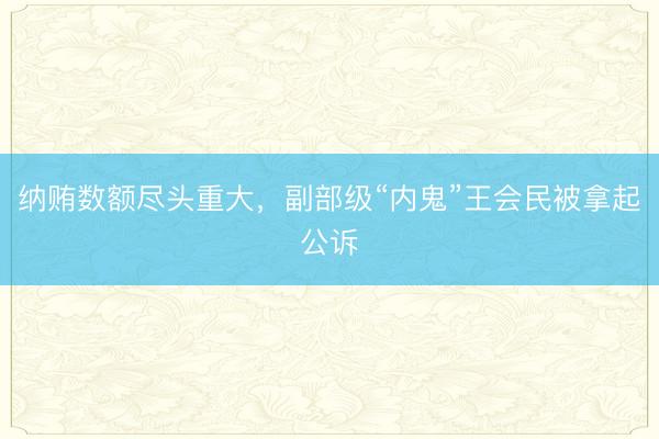 纳贿数额尽头重大，副部级“内鬼”王会民被拿起公诉